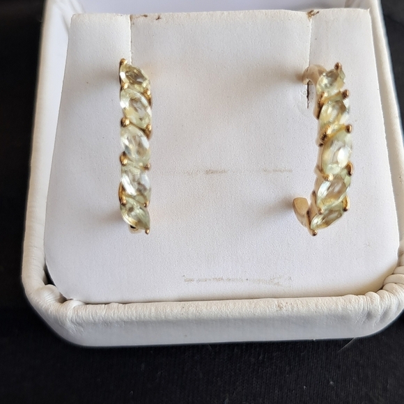 Premium Rare Natural Chrysoberyl J-Hoop Earrings - Picture 3 of 6